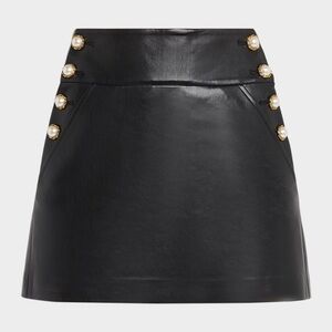 Alice & Olivia Donald side Button Faux leather mini skirt.